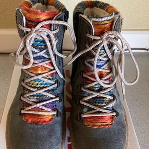 Knitted-Cuff Ankle Boots by Rieker